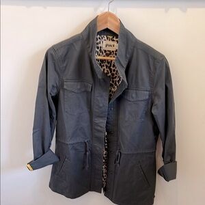 Pact Woven Twill Safari Jacket Grey w Leopard Lining S